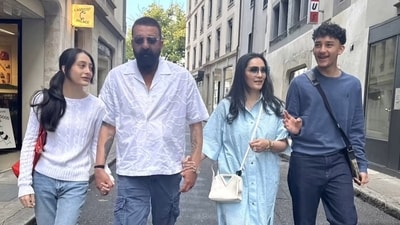Sanjay Dutt with his family in Geneva. Sanjay Dutt with his family in Geneva.