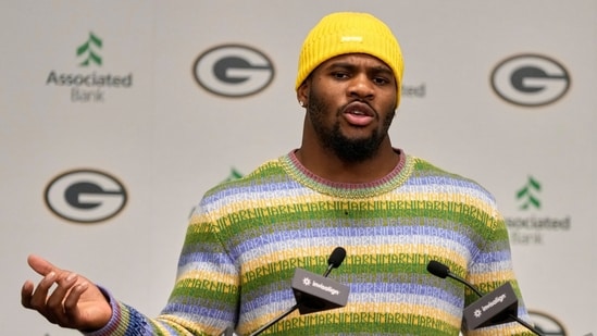 Green Bay Packers Micah Parsons speaks at his introductory news conference Friday, (AP)