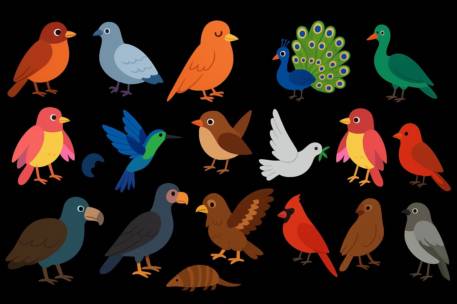 Find the bird that cannot fly in this optical illusion. Find the bird that cannot fly in this optical illusion.