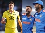 Without Pat Cummins, left, India, Rohit Sharma and Virat Kohli could breathe a sigh of relief 