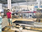 The Morbi cluster exports around <span class='webrupee'>₹</span>1,200-1,500 crore worth of ceramics to the US annually. (HT PHOTO) The Morbi cluster exports around <span class='webrupee'>₹</span>1,200-1,500 crore worth of ceramics to the US annually. (HT PHOTO)