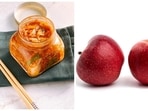 Kimchi and apples are some of the foods that can help heal your gut after taking antibiotics. 