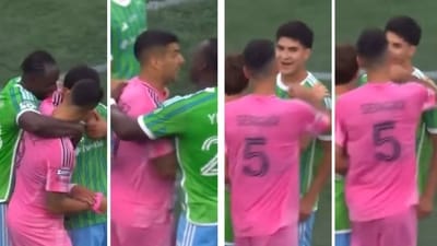 Luis Suarez and Sergio Busquets attacked young Obed Vargas. (Twitter) Luis Suarez and Sergio Busquets attacked young Obed Vargas. (Twitter)