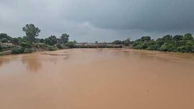 Ghaggar in spate in Sangrur after heavy rains on Monday. (HT Photo) Ghaggar in spate in Sangrur after heavy rains on Monday. (HT Photo)