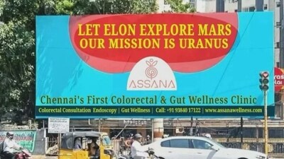 A billboard in Chennai is going viral for its clever wordplay. (X/@Rainmaker1973) A billboard in Chennai is going viral for its clever wordplay. (X/@Rainmaker1973)