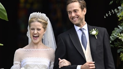 Princess Marie Caroline of Liechtenstein and Leopoldo Maduro Vollmer come out of the church after their wedding ceremony at Cathedral St. Florin in Vaduz, Liechtenstein, Saturday, Aug. 30, 2025. (Walter Bieri/Keystone via AP) (AP) Princess Marie Caroline of Liechtenstein and Leopoldo Maduro Vollmer come out of the church after their wedding ceremony at Cathedral St. Florin in Vaduz, Liechtenstein, Saturday, Aug. 30, 2025. (Walter Bieri/Keystone via AP) (AP)
