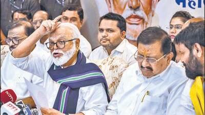 NCP leader Chhagan Bhujbal talked to the media on Monday after a meeting with OBC leaders. He said a march would be held if the OBC quota is touched by the state government. (Satish Bate/ Hindustan Times) NCP leader Chhagan Bhujbal talked to the media on Monday after a meeting with OBC leaders. He said a march would be held if the OBC quota is touched by the state government. (Satish Bate/ Hindustan Times)