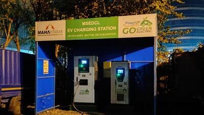 Navi Mumbai, India - Jan. 16, 2023:MSEDCL sets up 12 EV charging stations at Sector 19 , Vashi in Navi Mumbai, India, on Monday, January 16, 2023. (Photo by Bachchan Kumar/ HT PHOTO) (HT PHOTO)