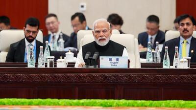 Prime Minister Narendra Modi delivers India's statement at the Shanghai Cooperation Council Members Session in Tianjin, China on Monday (DPR PMO/ANI) Prime Minister Narendra Modi delivers India's statement at the Shanghai Cooperation Council Members Session in Tianjin, China on Monday (DPR PMO/ANI)