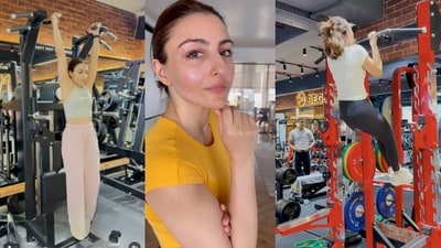 Soha Ali Khan finds pull-ups very tough, but is happy that she has managed to do them. (Instagram) Soha Ali Khan finds pull-ups very tough, but is happy that she has managed to do them. (Instagram)