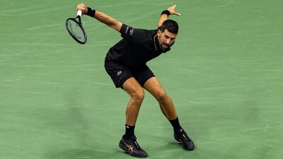 Novak Djokovic of Serbia in action against Jan-Lennard Struff of Germany in the fourth round of the men’s singles at the US Open (IMAGN IMAGES via Reuters Connect)