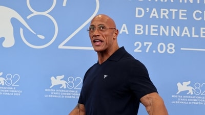 Dwayne Johnson during a photocall for The Smashing Machine at the 82nd Venice Film Festival. REUTERS/Yara Nardi (REUTERS)