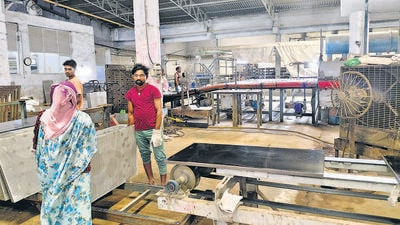 The Morbi cluster exports around ₹1,200-1,500 crore worth of ceramics to the US annually. (HT PHOTO) The Morbi cluster exports around ₹1,200-1,500 crore worth of ceramics to the US annually. (HT PHOTO)