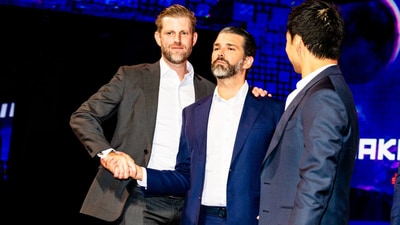 Eric Trump and Donald Trump Jr. at the Bitcoin Conference in May. Eric Trump and Donald Trump Jr. at the Bitcoin Conference in May.