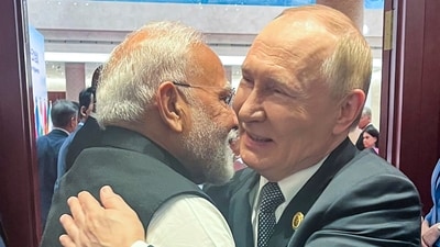 PM Modi also shared a picture of him and Russian President Vladimir Putin sharing a warm hug on the sidelines of the summit amid the ongoing flak New Delhi is receiving from US for its purchases from Moscow.&nbsp; (PTI)