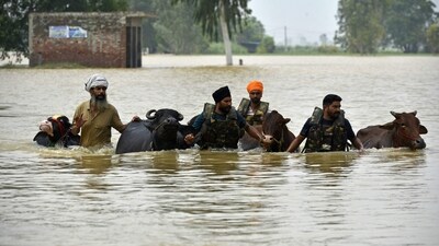 The entire state machinery, along with the NDRF, SDRF, Army and Punjab Police, is working round-the-clock to safeguard lives and property. (AFP) The entire state machinery, along with the NDRF, SDRF, Army and Punjab Police, is working round-the-clock to safeguard lives and property. (AFP)
