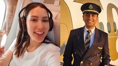 A woman recalled her Emirates trip at 15 and her dream of marrying a pilot, which came true when her Indian pilot husband flew her flight. (Instagram/pilates_hunter ) A woman recalled her Emirates trip at 15 and her dream of marrying a pilot, which came true when her Indian pilot husband flew her flight. (Instagram/pilates_hunter )