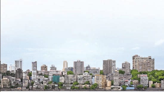 Monsoon Clouds - Real Estate - Housing - Highrise Buildings - Skyscrapers - Arabian Sea - Mumbai Skyline - Aerial View of Mumbai - HT Photo by Hemant Padalkar 26-07-2007
