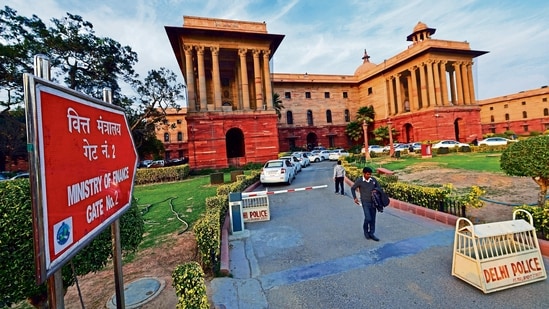 The finance ministry building in New Delhi. The GST Council, chaired by Finance Minister Nirmala Sitharaman is set to meet this week to discuss GST reforms. (HT File Photo)