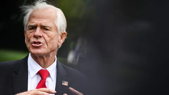 Peter Navarro, White House senior counselor for trade and manufacturing, speaks to members of the media outside the White House in Washington (Bloomberg)
