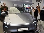 A Tesla Model Y on display at company's showroom in BKC Mumbai.
