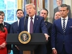 US President Donald speaks in the Oval Office of the White House in Washington, DC US President Donald speaks in the Oval Office of the White House in Washington, DC