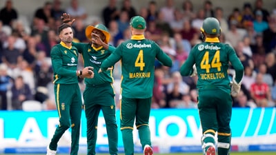 Keshav Maharaj takes four wickets in the first ODI against England at Headingley. (AP) Keshav Maharaj takes four wickets in the first ODI against England at Headingley. (AP)