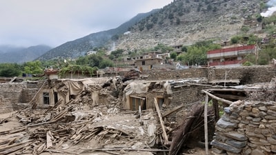 Collapsed houses are seen in an area devastated by Sunday's powerful 6.0-magnitude earthquake in eastern Afghanistan, in Dara Noor, Kunar province, Tuesday, Sept. 2, 2025,. (AP) Collapsed houses are seen in an area devastated by Sunday's powerful 6.0-magnitude earthquake in eastern Afghanistan, in Dara Noor, Kunar province, Tuesday, Sept. 2, 2025,. (AP)