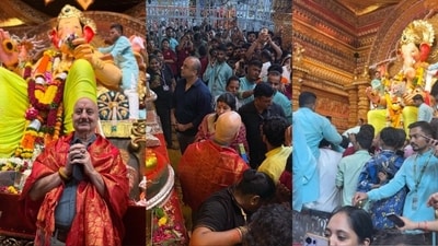 Anupam Kher shared a post on Instagram as he visited the Lalbaugcha Raja in Mumbai. Anupam Kher shared a post on Instagram as he visited the Lalbaugcha Raja in Mumbai.
