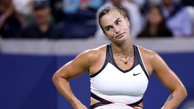 Aryna Sabalenka reacts against Cristina Bucsa of Spain during their Women's Singles Fourth Round match (Getty Images via AFP) Aryna Sabalenka reacts against Cristina Bucsa of Spain during their Women's Singles Fourth Round match (Getty Images via AFP)