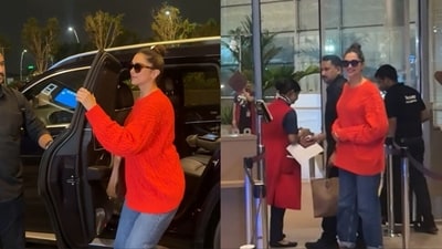 Deepika Padukone was spotted at the Mumbai airport. Deepika Padukone was spotted at the Mumbai airport.