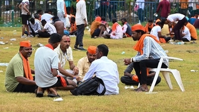 Azad Maidan and CSMT became the epicentres of the sit-in, with adjoining roads clogged by parked vehicles and groups camping overnight. (Raju Shinde/Hindustan Times) Azad Maidan and CSMT became the epicentres of the sit-in, with adjoining roads clogged by parked vehicles and groups camping overnight. (Raju Shinde/Hindustan Times)