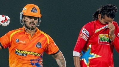 Nitish Rana and Digvesh Rathi clashed in the DPL 2025 Eliminator. (X Image) Nitish Rana and Digvesh Rathi clashed in the DPL 2025 Eliminator. (X Image)