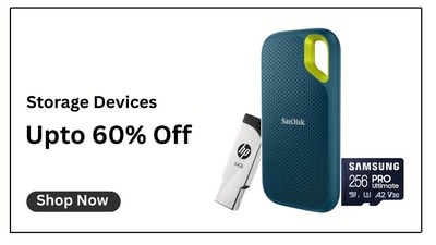 Save up to 60% on SSDs, pen drives and memory cards in Amazon sale.