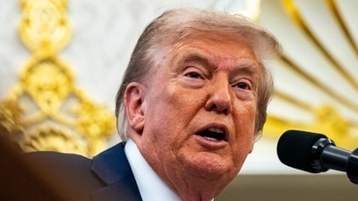 US President Donald Trump, speaks during an announcement in the Oval Office of the White House in Washington, DC, US, on Tuesday. (Bloomberg)
