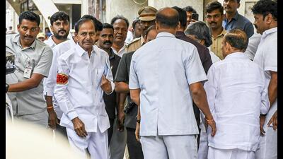 The Telangana high court on Tuesday restrained the state government from taking any action against Bharat Rashtra Samithi president and former chief minister K Chandrasekhar Rao and former irrigation minister T Harish Rao in the Kaleshwaram lift irrigation project. (PTI PHOTO) The Telangana high court on Tuesday restrained the state government from taking any action against Bharat Rashtra Samithi president and former chief minister K Chandrasekhar Rao and former irrigation minister T Harish Rao in the Kaleshwaram lift irrigation project. (PTI PHOTO)