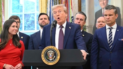 US President Donald speaks in the Oval Office of the White House in Washington, DC (AFP)