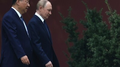 Russian President Vladimir Putin (right) and Chinese President Xi Jinping in Beijing on Tuesday, 2 September 2025 (AP) Russian President Vladimir Putin (right) and Chinese President Xi Jinping in Beijing on Tuesday, 2 September 2025 (AP)
