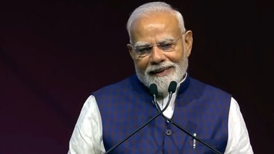 PM Modi at Semicon India 2025 in Delhi on Tuesday (ANI video grab) PM Modi at Semicon India 2025 in Delhi on Tuesday (ANI video grab)