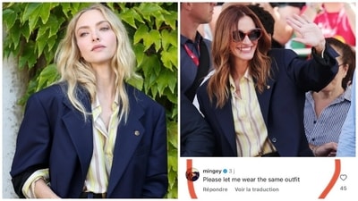 Versace dressed Amanda Seyfried in the same ensemble that Julia Roberts wore at Venice Film Festival. Versace dressed Amanda Seyfried in the same ensemble that Julia Roberts wore at Venice Film Festival.