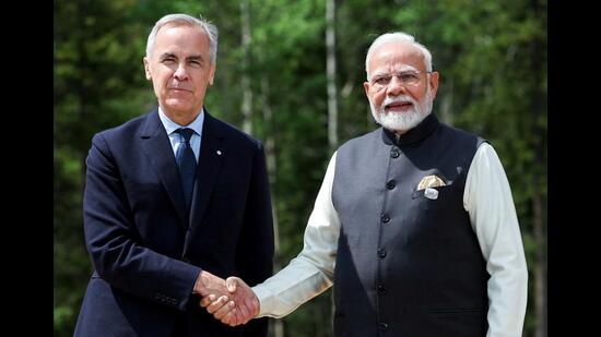 Canadian Prime Minister Mark Carney (left) met Indian Prime Minister Narendra Modi at the 51st G7 Summit, in Kananaskis in June. (ANI)