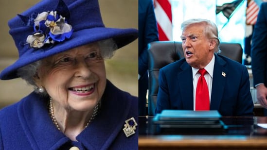 Queen Elizabeth (L) and Donald Trump (R). (File Photos)