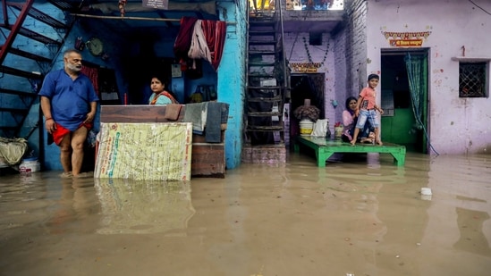 New Delhi: Water entered homes in Nigambodh Ghat area of New Delhi due to rise in water level in Yamuna river on Tuesday, September 02. New Delhi: Water entered homes in Nigambodh Ghat area of New Delhi due to rise in water level in Yamuna river on Tuesday, September 02.