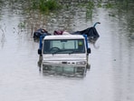 Vehicles in Noida's Sector 167 were submerged as the Yamuna river was in spate following heavy monsoon rains on Wednesday ,September 03, 2025. Vehicles in Noida's Sector 167 were submerged as the Yamuna river was in spate following heavy monsoon rains on Wednesday ,September 03, 2025.