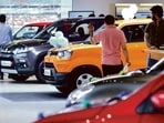 File photo of Maruti Suzuki cars inside a showroom.