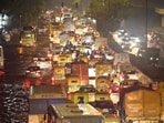 Traffic snarl on the Ring Road. (RAJ K RAJ /HT PHOTO)