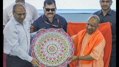 Chief minister Yogi Adityanath being felicitated during the coordination programme of the Industry-Academia Collaborative Endeavour at IIT Kanpur, in Kanpur on Wednesday. (ANI Photo) Chief minister Yogi Adityanath being felicitated during the coordination programme of the Industry-Academia Collaborative Endeavour at IIT Kanpur, in Kanpur on Wednesday. (ANI Photo)
