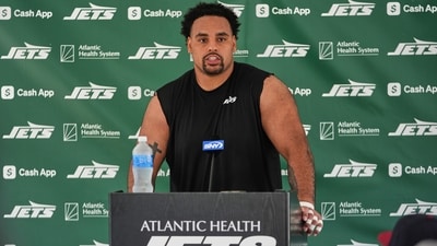 New York Jets star Alijah Vera-Tucker suffers major arm injury. (AP) New York Jets star Alijah Vera-Tucker suffers major arm injury. (AP)