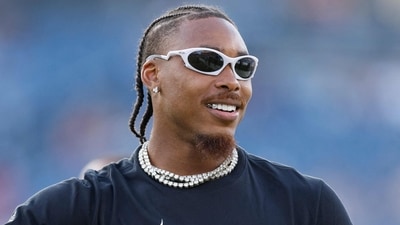 Justin Jefferson of the Minnesota Vikings looks on prior to the NFL Preseason 2025 game against the Tennessee Titans. (Getty Images via AFP)