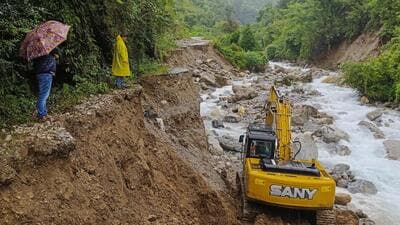 Search and rescue operation being conducted at an affected area after a cloudburst, at Pausari village in Bageshwar district, Uttarakhand, on Tuesday. (PTI) Search and rescue operation being conducted at an affected area after a cloudburst, at Pausari village in Bageshwar district, Uttarakhand, on Tuesday. (PTI)